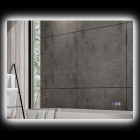 Dimmable Bathroom Mirror with Lights, 32" x 24" Backlit LED Mirror w/ Anti-Fog, Memory & Infinite Color Temperature