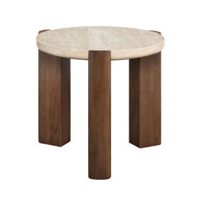 Leonardo Travertine Top & Dark Oak End Table
