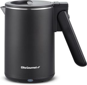 Dual Voltage 120-230V, Travel Double Wall Insulated Cool-Touch, 0.6L Electric Kettle Stainless Steel Interior, Hinged-Locking Lid, Auto Shut-Off