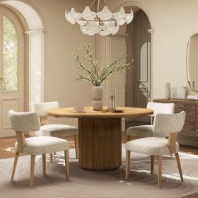 Louise Split Back Upholstered Dining Side Chair, Set of 2, Travertine Beige Chenille