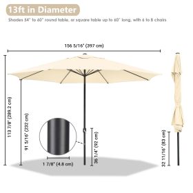 13FT Patio Aluminum Umbrella, Beige