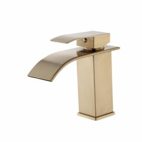 Single Handle Bathroom Faucet Lavatory Faucet Stainless Steel Single Hole-TP, Brushed Gold[Unable to ship on weekends,usps/fedex]