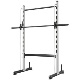 Squat Rack With Pull Up Bar And Barbell Bar Adjustable Bench Press Multi-Function Weight Lifting Half Rack, White (Option: White)