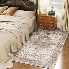 4x6 Area Rug, Vintage Machine Washable Rug, Non-Slip Floor Carpet For Living Room, Bedroom, Dining Room,brown (Option: Brown)