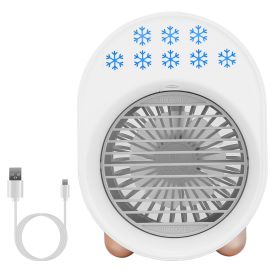 4 In 1 Portable Mini Desktop Air Conditioner Fan Water Mist Cooling Fan USB Rechargeable Humidifier Fan Evaporative Air Cooler 3 Wind Modes Color (Option: White)