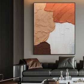 Handmade Textured Blush White and Brown Acrylic Painting Oversized Art Brush Stroke Modern Wall Art Extra Large Handmade Painting on Canvas Frame (style: 01, size: 50X70cm)