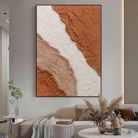 Handmade Textured Blush White and Brown Acrylic Painting Oversized Art Brush Stroke Modern Wall Art Extra Large Handmade Painting on Canvas Frame (style: 03, size: 150X220cm)