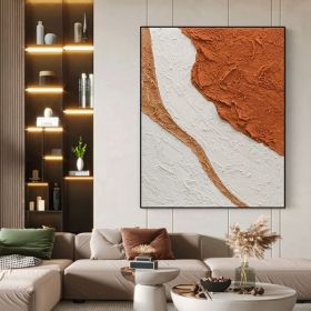 Handmade Textured Blush White and Brown Acrylic Painting Oversized Art Brush Stroke Modern Wall Art Extra Large Handmade Painting on Canvas Frame (style: 02, size: 100X150cm)