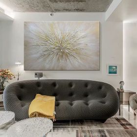 Original Abstract Gold Foil Oli Painting on Canvas Large Handmade Painting Gold Texture Wall Art Personalized Gift Modern Living Room Decor (style: 01, size: 140x210cm)