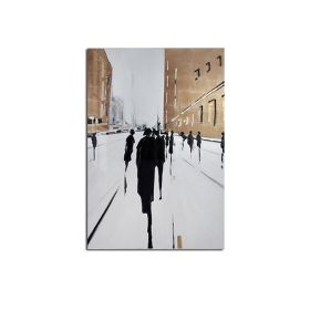 100% Hand Painted Abstract Oil Painting Wall Art Modern Figure Stand On the Street On Canvas Home Decoration For Living Room No Frame (size: 60X90cm)