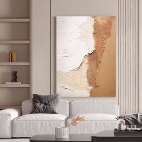Brown Tan White Modern Artwork Extra Large Vertical Canvas Art Hand Painted Abstract Oil Painting Thick Texture Bedroom Wall Art Decor (style: 01, size: 120x160cm)