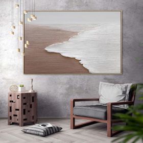 Landscape Textured Beach White Waves Acrylic Painting Oversized Art Custom Rectangle Modern Wall Art Extra Large Handmade Painting on Canvas (style: 01, size: 50X70cm)