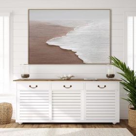 Landscape Textured Beach White Waves Acrylic Painting Oversized Art Custom Rectangle Modern Wall Art Extra Large Handmade Painting on Canvas (style: 01, size: 60X90cm)