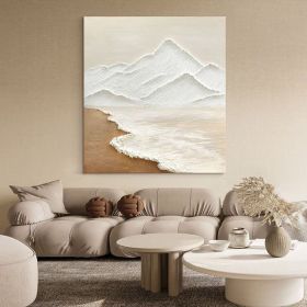 Textured Beach/Waves Mountains Acrylic Painting Oversized Art Abstract Brush Stroke Modern Wall Art Extra Large Handmade Painting on Canvas (style: 01, size: 60X90cm)