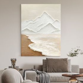 Textured Beach/Waves Mountains Acrylic Painting Oversized Art Abstract Brush Stroke Modern Wall Art Extra Large Handmade Painting on Canvas (style: 01, size: 70x100cm)