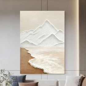 Textured Beach/Waves Mountains Acrylic Painting Oversized Art Abstract Brush Stroke Modern Wall Art Extra Large Handmade Painting on Canvas (style: 01, size: 90x130cm)
