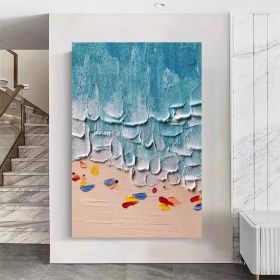 Modern Vertical Oceanview Beach and Waves Abstract style Beach Artwork Large Textured Seascape Painting Original Hand Painted Ocean Art (style: 01, size: 140x210cm)