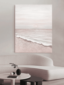 Pink sea Wall Art Decor Hand Painted Art Modern Morning at Beach Painting On Canvas Brush Stroke Painting Soft Tones Oversize Wall Artwork (style: 01, size: 140x210cm)