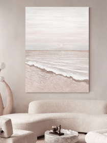 Pink sea Wall Art Decor Hand Painted Art Modern Morning at Beach Painting On Canvas Brush Stroke Painting Soft Tones Oversize Wall Artwork (style: 01, size: 50X70cm)