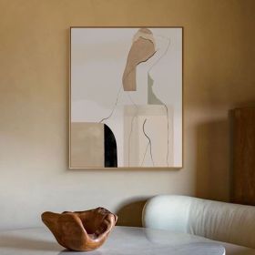 Large Abstract Woman Figure Canvas Art Modern Hand-painted Geometric Oil Painting on Canvas Minimalist Wall Art for Living Room Home Décor (style: 01, size: 90x130cm)