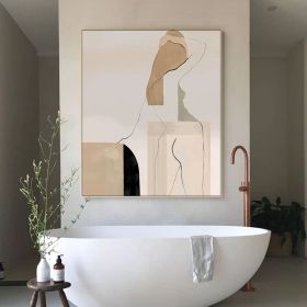 Large Abstract Woman Figure Canvas Art Modern Hand-painted Geometric Oil Painting on Canvas Minimalist Wall Art for Living Room Home Décor (style: 01, size: 100X150cm)