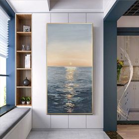 Handmade Canvas Oil Painting Interior Decoration Sea Sunset Modern Art Mural Living Room Bedroom Office Hotel Poster (size: 50x100cm)