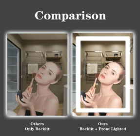 Triple Color Temperature/LED/RGB Smart Touch Control Bathroom Mirror with Tempered Glass, Adjustable Light, Fog & Shatterproof, Memory Function (S3R13874UL55"x30": S3R18292UL72"x36")