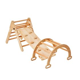 VEVOR Pikler Triangle Set, 5 in 1 Toddler Climbing Toys Indoor Playground, Ramp, and Arch, Montessori Climbing Set with Triangle (default: Default)