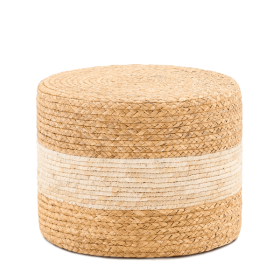 Handmade Woven Foot Stool Natural Water Hyacinth Ottoman for Home Decor & Seating White (default: default title)