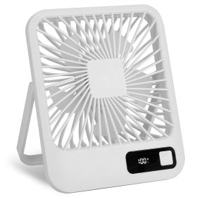 3 Colors Options -- 1Pc Mini Desktop Cooling Fan Rechargeable Battery Powered Personal Fan Speed Adjustment Strong Airflow Quiet Travel Fan With (Option: White)