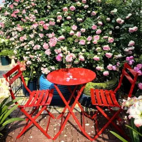 3 Piece Patio Bistro Set Of Foldable Round Table And Chairs (Option: Red)